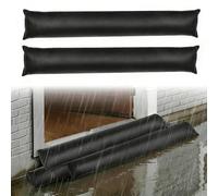 2-Pack 5ft Reusable Water Activated Flood Barriers | Sandless Sandbags for Flooding Protection | Quick-Expansion Absorbent Barrier for Doors, Garage, Basement (Black)
