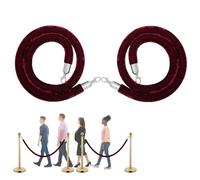 2 Pack 5ft Velvet Queue Ropes with Silver Clasps - Crowd Control Barrier for Events, Grand Openings, and Safety - Premium Quality Rope Posts (Silver Hook)
