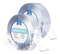 2 Pack 5M*20MM Double Sided Nano Adhesive Tape Heavy Duty, Strong Reusable Washable Traceless Sticky Tape Strips for Wall Photos Posters Paste, Carpet Fixing
