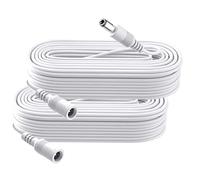 2-Pack 5m DC Power Extension Cable, Plug 5.5mm x 2.1mm, Male to Female Plug, DC 5V 6V 9V 12V 24V for Security Cameras, DVR,Router,Printer,LED Strip, White