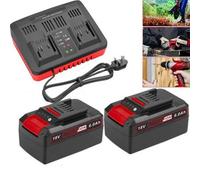 2 Pack 6.0Ah Batteries And Charger For Einhell 18V Power X Change Pxc Li-Ion