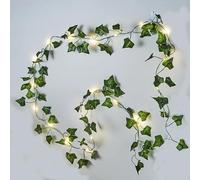 2 pack 6.56Ft Artificial Ivy Leaf Garland with 20 LED Fairy String Lights,Fake Green Leaves Hanging Vine Faux Flowers Decoration for Indoor,Outdoor,Kitchen,Garden,Office,Wedding,Wall