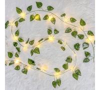 2 Pack 6.56Ft Fake Foliage Garland with 20 LED Fairy String Lights, Artificial Ivy Leaf Garland Artificial Greenery Ivy Vine Plants Hanging Vine Faux Flowers Decoration for Indoor, Outdoor, Kitchen