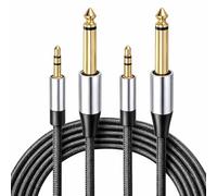 2 Pack 6.6FT/2M 3.5mm to 6.35mm TRS Stereo Audio Cable, 6.35 1/4" Male to 3.5 1/8" Male Aux Jac, Mini Jack to Jack Stereo Lead for Phones, Laptops, Amplifiers, Mixers and Home HiFi Systems