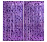 2 Pack 6.6ft Purple Backdrop Tinsel Streamers, Kpop Energy Pattern Foil Fringe Curtains Decor, Backdrop Curtain for Birthday Graduation Bachelorette Christmas Party Decorations (Purple)