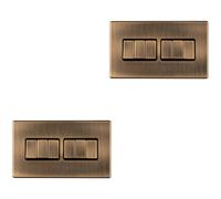 2 PACK 6 Gang Multi Light Switch SCREWLESS ANTIQUE BRASS 2 Way 10A Slim Rocker