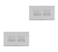 2 PACK 6 Gang Multi Light Switch SCREWLESS POLISHED CHROME 2 Way 10A Rocker
