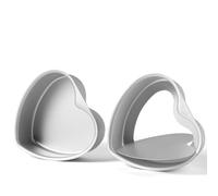2 Pack 6 inch Cake Tins, Non-Stick Aluminum Round/Heart Cake Deep Baking Tins, Cake Pan with Removable Bottom, Baking Tray Cheesecake Molds Sets for Wedding Birthday Family Occasions (2pc-6'')