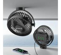 2-Pack 6-inch Magnetic Cruise Ship Approved Fan, 12000mAh Battery Operated Fan with 5 Speeds, LED Lantern, Timer, Magnetically Sticks on Cabin Ceilings and Walls