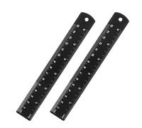 2 Pack 6 Inch Metal Ruler, Black 15 Centimeters Straight Edge Ruler with Inch to MM Conversion Table Stainless Steel Dual Scale Metric and Imperial Rule for Office Machinist and Drafting