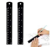 2 Pack 6 Inch Ruler,Metal Ruler,Mm,Metric,Small,Small Metal,Rulers,Millimeter Laser Engraved, for Office and School,Easy to Read Metric Rule Set