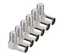 2 Pack / 6 Pack F Female to 9.5TV Male RF Right Angle Connector Adapter, 90° Bend for Satellite TV and Cable Box, Zinc Alloy with Threaded Connection, Moisture-Proof for Use in Tight Spaces
