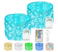 2 Pack 60 LED RGB Color Changing Fairy Lights Battery Operated with Remote