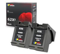 2 Pack 62XL Black Ink Cartridge Replacement for HP Envy 5640, 5660, 5665, 7640, 7645, 8000, 8005, 62 XL Black Ink Cartridge for Officejet 5740/5742/5744/5745/5746/8040/8045/6600|1,200 Pages
