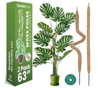 2 Pack 63 Inch Bendable Moss Pole Monstera Plant Support Stakes for Indoor Plants - Tall Moss Stick Trellis for Potted Climbers - Stem Support Accessories for Climbing Houseplants