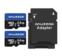2 Pack 64GB Micro SD Card, DAUZZOX MicroSDXC Full HD Memory Card External TF Card with A1 U3 C10 UHS-I, High Speed 85MB/s, for Smartphone, Dash Cam, Camera, Monitor, with Adapter