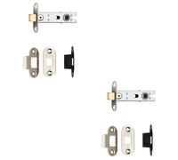 2 Pack - 64mm Bolt Through Tubular Door Latch Rounded Strike Plate Forend Nickel Plated
