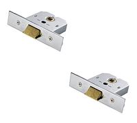 2 Pack | 64mm Flat Mortice Door Security Latch - Fire Door Rated - Satin Chrome