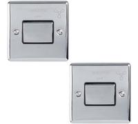 2 Pack 6A Extractor Fan Isolator Switch Chrome & Black Trim 3 Pole Shower