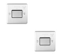 2 Pack 6A Extractor Fan Isolator Switch Satin Steel & Grey Trim 3 Pole Shower