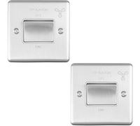 2 Pack 6A Extractor Fan Isolator Switch Satin Steel & White Trim 3 Pole Shower