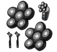 2 Pack 6D Blade Shaver Replacement Head Heads, Universal 6D Blade Replacement Heads for Bald Men Replacement Easy Install Electric Razor Shaver Head for Wet&Dry Head Shaver and Face, Black
