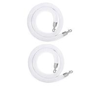 2 Pack 6ft Velvet Stanchion Ropes - White Black Purple Blue Red - Premium Crowd Control Barriers with Silver Hooks for Theater Bank Event Spaces