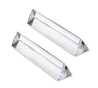 2 Pack 6inch Crystal Optical Glass Triangular Prism Clear Triple Prism for Photography Effects Physics Teaching Light Spectrum Optics Kits,Clear
