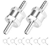 2 Pack 6mm (1/4") Aluminum Non Return Valve, One Way Check Valve for Fuel/Oil/Gas/Petrol/Diesel, Anti-Backflow Valve for Automotive, Carburetor & Low Pressure Systems (6mm (1/4"))