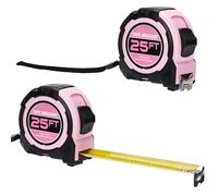 2 Pack 7.5M/25ft Tape Measure, Width 25mm Fluorescent Transparent Steel Precision Measuring Tape, Stainless Steel Retractable Double Sided Graduated, Easy To Read Self-Lock Measuring (Type D)