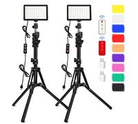 2 Pack 70 LED Video Light with 62.99'' Tripod Stand/Color Filters, Obeamiu 5600K USB Studio Lights Shooting Kit for Photography Lighting, Zoom Call Lighting, Live Streaming, Video Conferencing