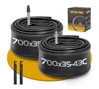 2 Pack 700 x 35-43C Road Bike Tubes FV48mm Presta Valve, Bicycle Tube Compatible with 700 x 35C/36C/37C/38C/39C/40C/41C/42C/43C Bike Tire, Butyl Rubber Inner Tube with 2 Tire Levers for Road Bike