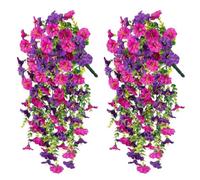2 Pack 75cm Artificial Hanging Flower Vine Anti Uv Simulation Fake Flower Drooping Vine Indoor And Outdoor Universal Decoration Home Wall/Garden/Wedding Decoration (A)