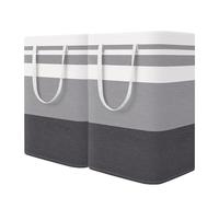 2-Pack 75L Large Laundry Baskets, Waterproof Freestanding Tall Hampers | Collapsible Laundry Bags and Washing Baskets with Extended Carry Handles for store and transport dirty laundry.