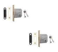 2 Pack - 76mm Residential Standard Profile Deadlock - Electro Brass - BS EN 12209 Lock