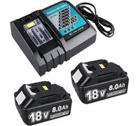 2 Pack 8.0Ah/8000mAh BL1850B Batteries + 3A DC18RC Charger Compatible with Makita 18V Batteries 14.4V-18V BL1850 BL1830 BL1860 BL1840 and DC18RD DC18RC DC18SF DC18RCT DC18RF Charger