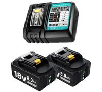 2 Pack 8.0Ah BL1850B Batteries + 4A DC18RC Charger Compatible with Ma-kita 18V Battery BL1860 BL1850B BL1850 BL1830B BL1830 BL1815 BL1840B BL1835 BL1845 BL1840 DC18RD DC18RC DC18SF DC18RCT Charger
