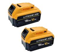 2 Pack 8.0Ah Replacement Battery for Dewalt 18V Lithium-Ion Battery with LED Indicator Compatible with Dewalt 18V Series Cordless Power Tool Replace for DCB200 DCB184 DCB101 DCB107 DCB112 DCB105