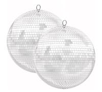 2 Pack 8"/20cm Mirror Disco Ball with 4 Pcs 2.36" Small Mirror Disco Balls, Great for a Party or Dj Light Effect Christmas