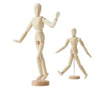 2 Pack, 8 Inch & 12 inch Artist Wooden Manikin Flexible Body Joints, Human Figure Puppet Model Wood Male Mannequin Doll Ornament Stand for Home Office Desk Decoration Sketching Drawing Painting