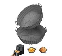 2 Pack 8 Inch Air Fryer Silicone Liners Pot,Air Fryer Basket Liners, Silicone Baking Tray Pots for 3 to 5 Qt for Air fryer Oven Reusable Baking Tray Oven Accessories (Grey)