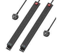 2 Pack - 8 Way Power Strip Surge Protector USB C PD20W, 8 Way Extension Lead with Switches, Wall Mount Power Strip 13A with Metal Casing for Home Office Industrial Use, Black, 1.8M Cable