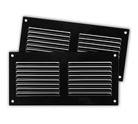 2-Pack 8" x 4" Inch / 200 x 100 mm Black Air Vent Cover - Steel Return Air Grilles for Ceiling, Wall and Sidewall with Insect Mesh Screen - Fresh Air Intake Vent - HVAC, Soffit Vent, Gable Vent