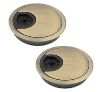 2 Pack 80mm Desk Grommet Kit,Bronze Desk Hole Covers,Computer Desktop Grommets Cable Management Wire Organizers,Round Table Cable Hole Cover for Home Office,Bronze