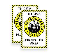 2 PACK - 8cm x 12cm - NEIGHBOURHOOD WATCH PROTECTED AREA Self Adhesive Stickers - Sign CCTV, Warning, Sign, Recording, Private Property, Surveillance W57R