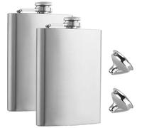 2 Pack 8oz & 10oz 304 Stainless Steel Hip Flask Set Leakproof with Funnels