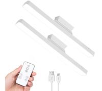 2 Pack 8W Rechargeable Dimmable Touch LED Light Bar with Remote,Magnetic Under Counter Closet Lights,Wardrobe Lights Adjustable 3 Colors for Cupboard,Closet,Makeup,Bedroom,Wall