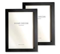 2 Pack 8x10 Black Picture Frames, Premium Engineered Wood 10x8 Inch Photo Frames (20.3x25.4 cm) with Shatterproof Plexiglass, 5x7 Mount, Tabletop and Wall Mountable for Photos, Posters, Artwork(Black)