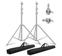 2 Pack 9.2ft/110'' Stainless Steel Light Stand, Sdfghj Heavy Duty Photography Light Stand Tripod with 1/4'' to 3/8'' Screw Adapter for Strobe Flash, LED Ring Light, Monolight, Softbox, Speedlight