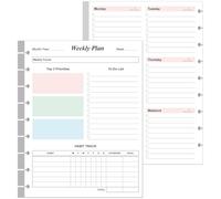 (2-Pack) 9 Disc Weekly Planner Undated Refills - Classic Size 106 Sheets/212 Pages Colorful Weekly Planner for Happy Planners Insert, 100 gsm White Paper, Lasts 2 Year, Undated, 7" x 9.25"